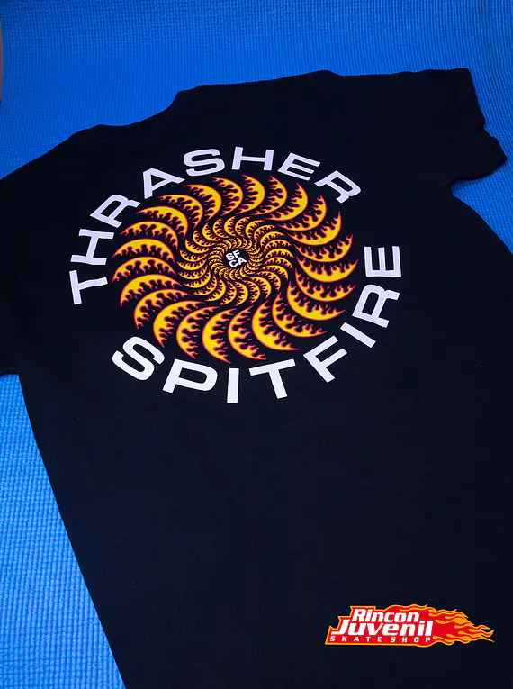 Polera Thrasher X Spitfire Classic Swirl Black 