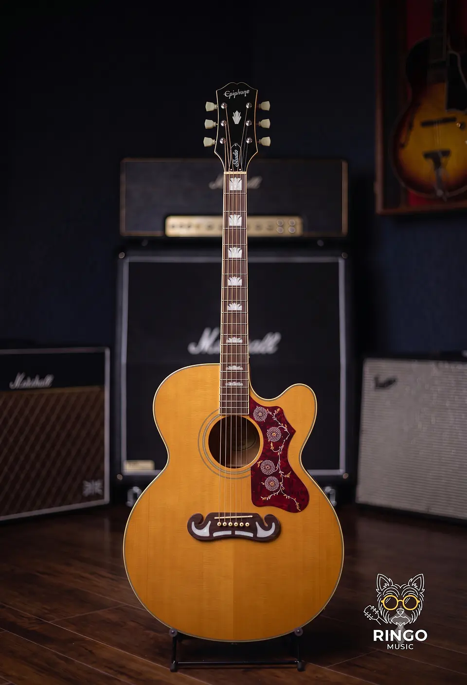 Guitarra electroacústica jumbo EPIPHONE J-200 Studio EC Natural 2