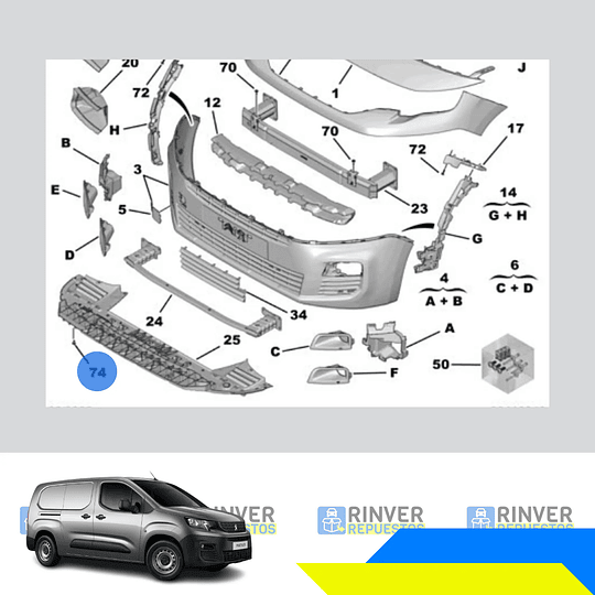 Deflector Inferior Delantero Peugeot Partner / Berlingo K9 2020-2024