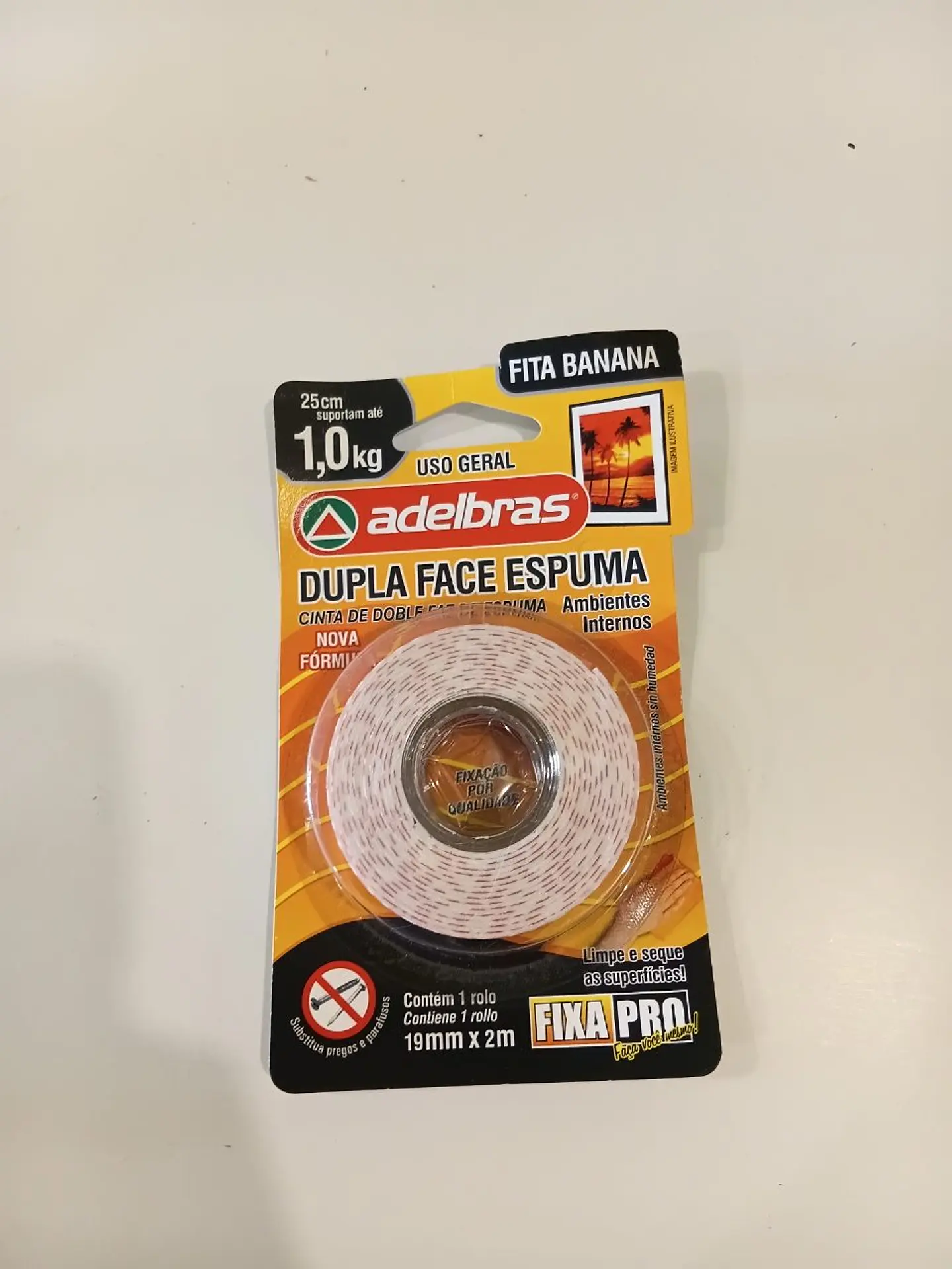Fita dupla face espuma 19mmx2m Adelbras 1