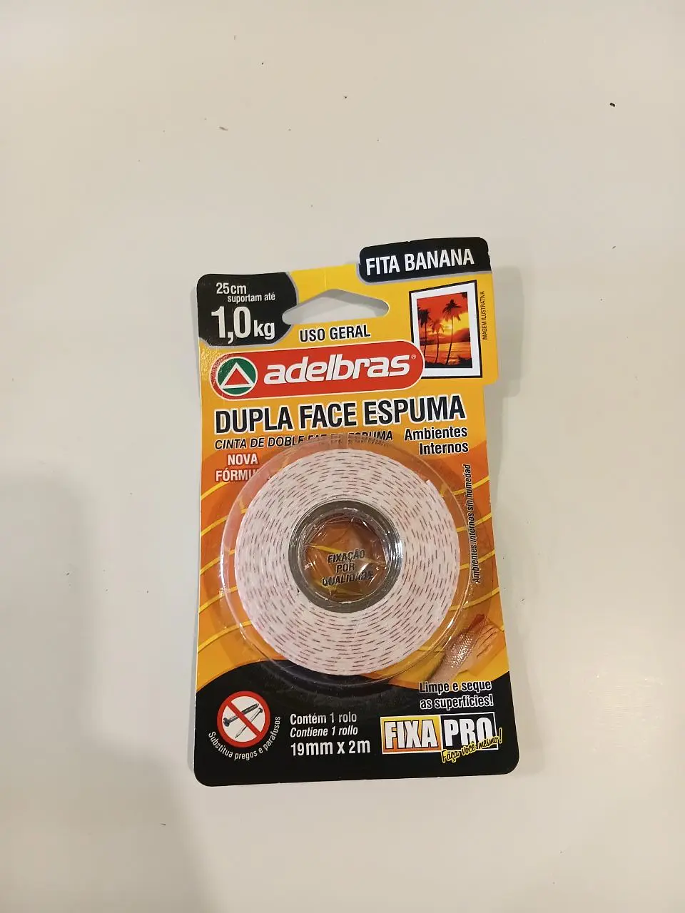 Fita dupla face espuma 19mmx2m Adelbras 1