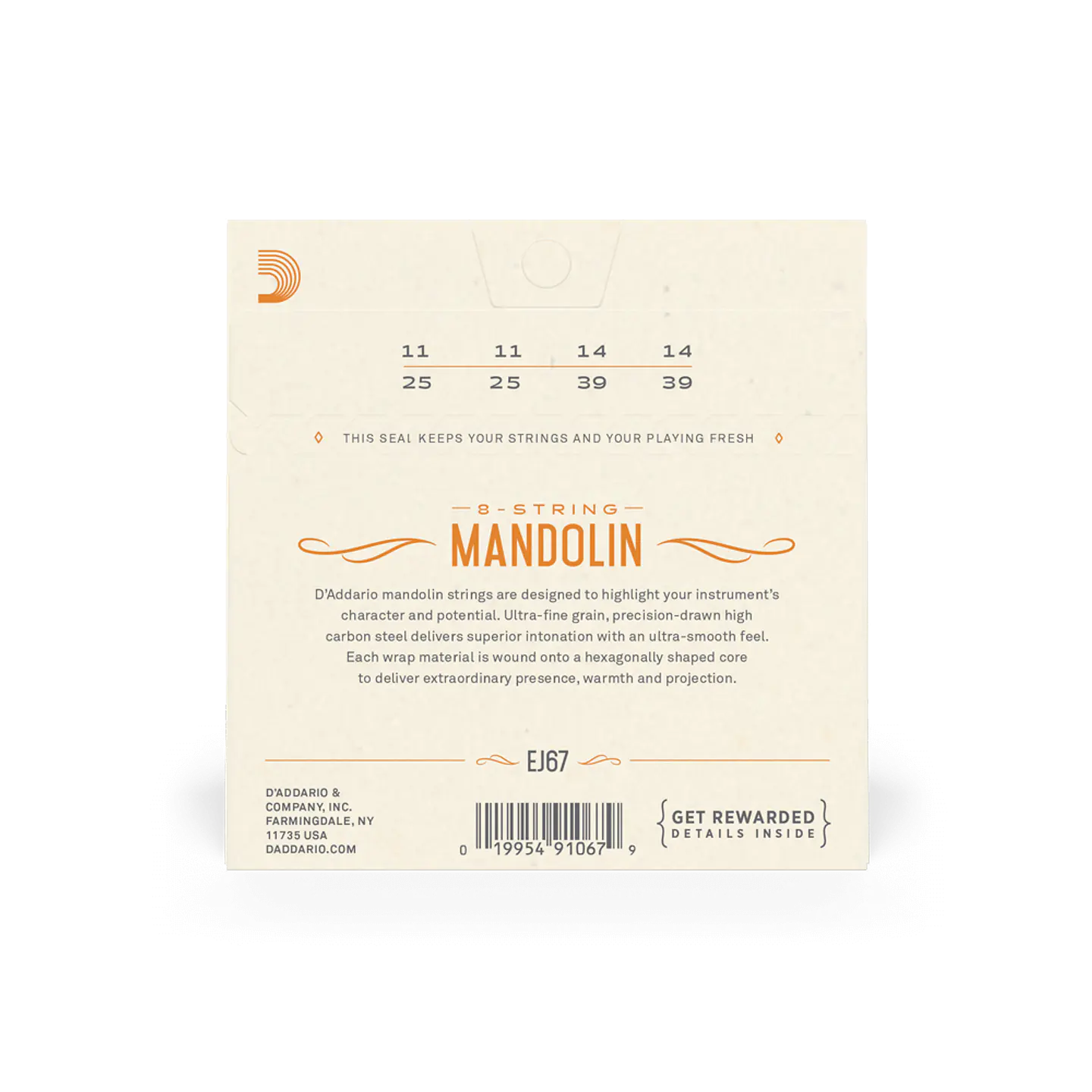 Cuerdas de Mandolina D'Addario EJ67 (11-39 Medium) 2