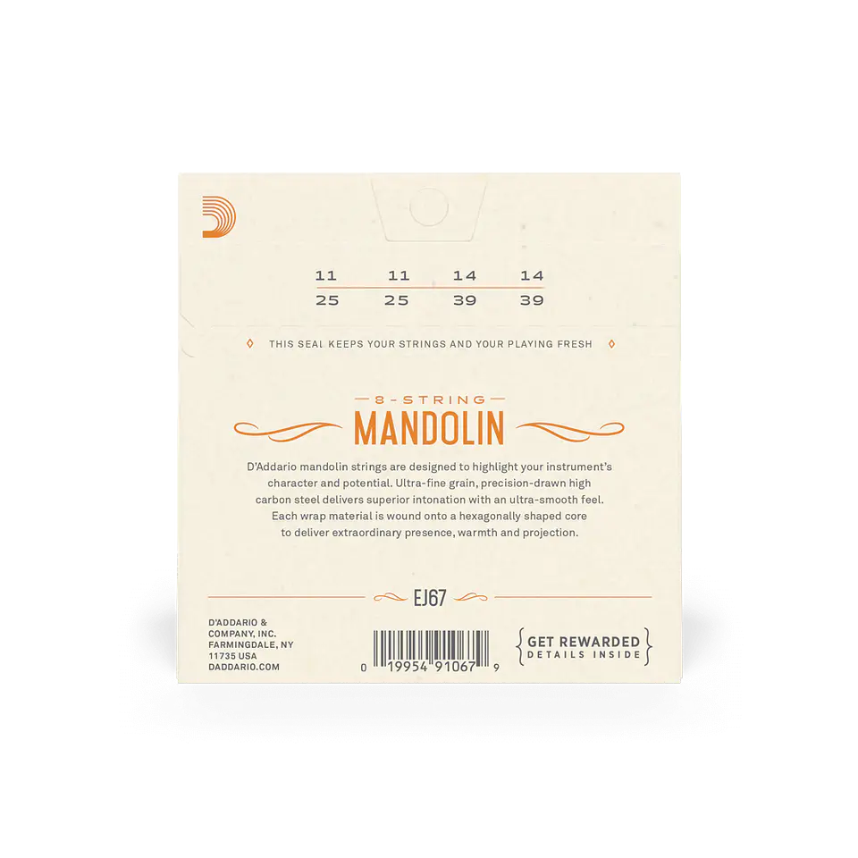 Cuerdas de Mandolina D'Addario EJ67 (11-39 Medium) 2
