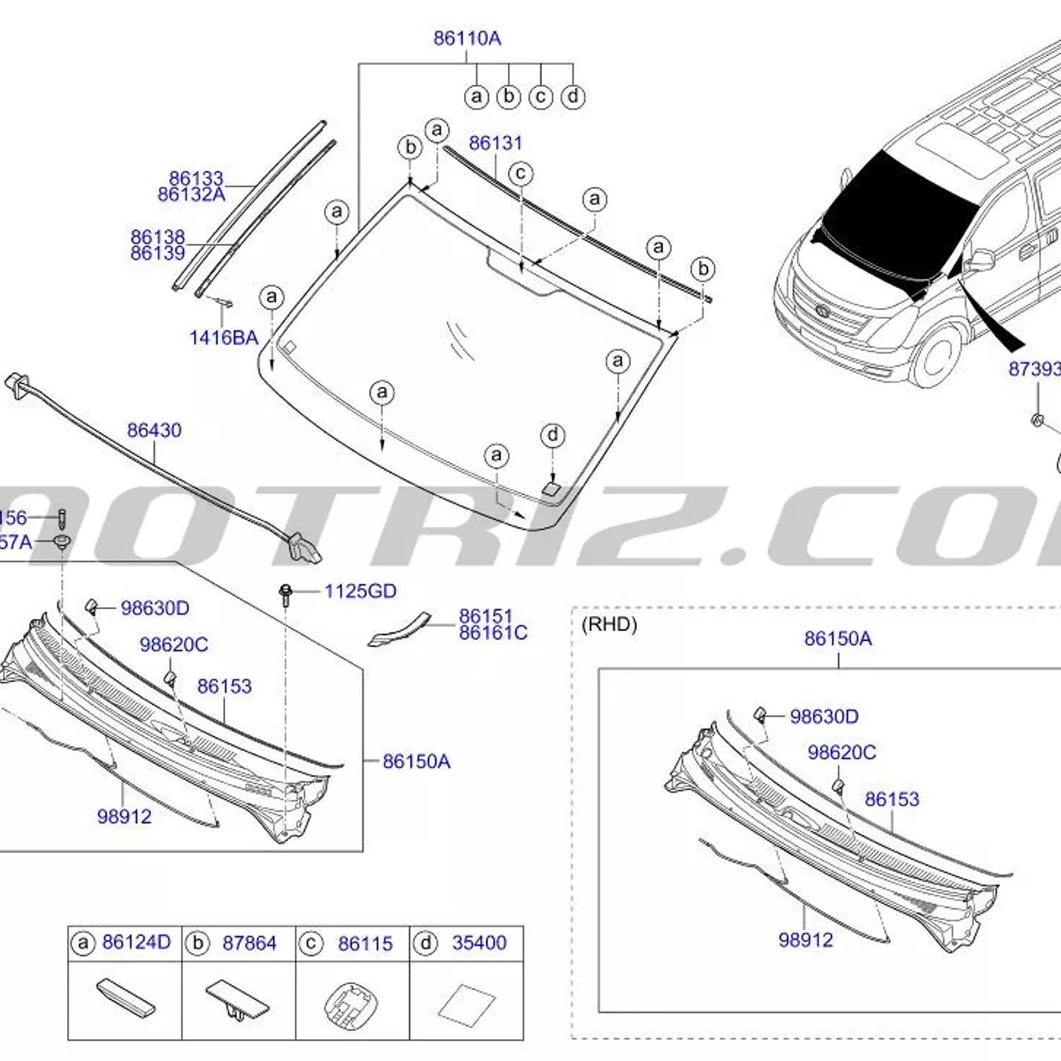MOLDURA PARABRISA IZQUIERDO+ESQUINA REJILLA TORPEDO IZQUIERDO ORIGINAL HY H-1/GRAND STAREX 2