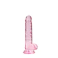 Dildo Realista com Testículos Crystal Clear 7 /18 CM Rosa Realrock - Thumbnail 1