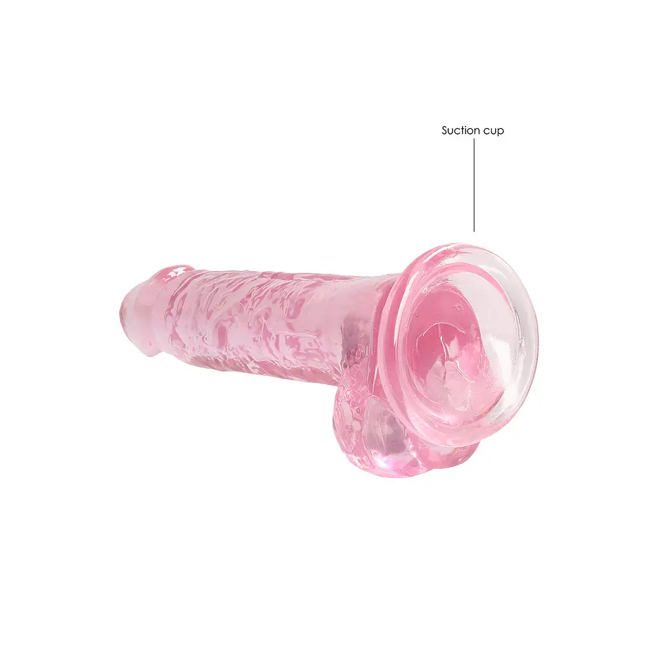 Dildo Realista com Testículos Crystal Clear 7 /18 CM Rosa Realrock 5