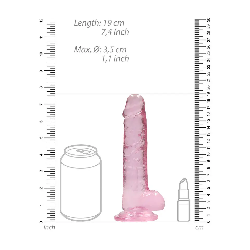 Dildo Realista com Testículos Crystal Clear 7 /18 CM Rosa Realrock 6
