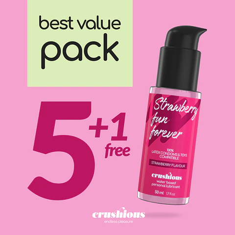 Pack de 5 Lubrificantes com Sabor a Morango 50 ML Crushious + 1 Grátis