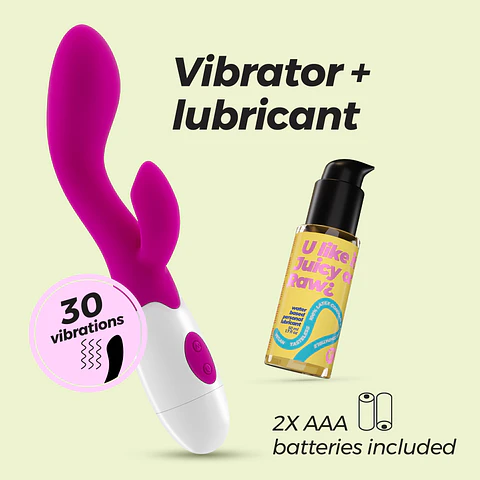 Vibrador com Estimulador de Clitóris Cherie e Lubrificante à Base de Água Incluído Crushious