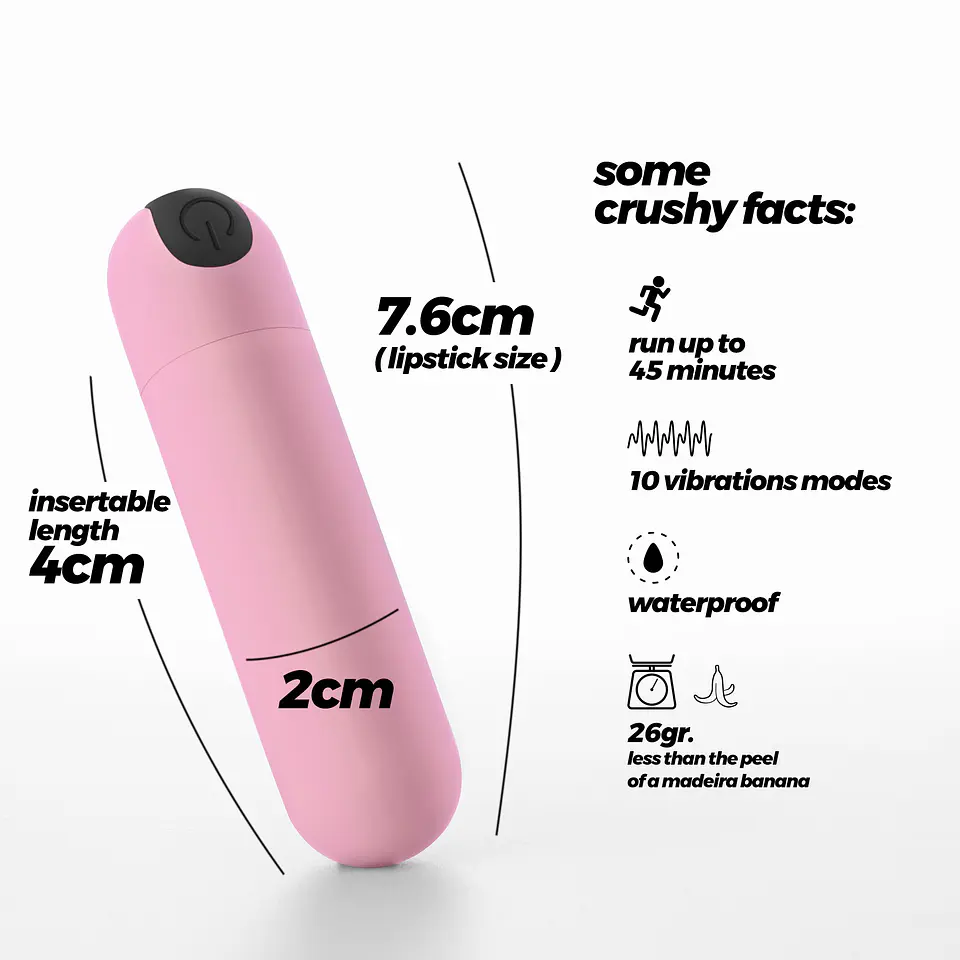 Imoan Bala Vibratória Recarregável Rosa Pastel Crushious 6