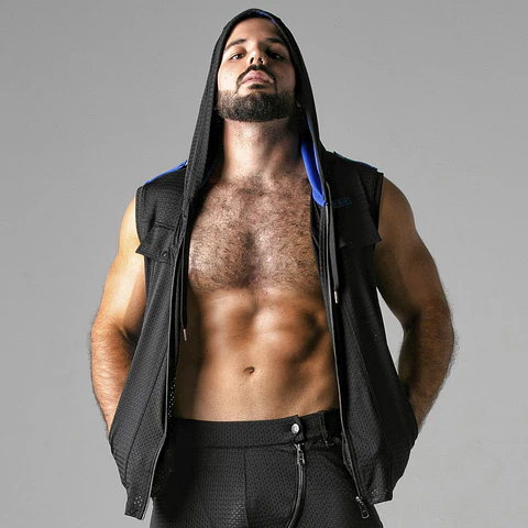 Colete Look At Harder Hoody Azul Locker Gear