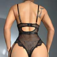 Body em Renda Transparente Cut-Out Neckline Chain Preto de Namour - Thumbnail 3