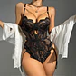 Body em Renda Transparente Cut-Out Neckline Chain Preto de Namour - Thumbnail 4
