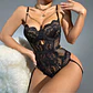 Body em Renda Transparente Cut-Out Neckline Chain Preto de Namour - Thumbnail 5
