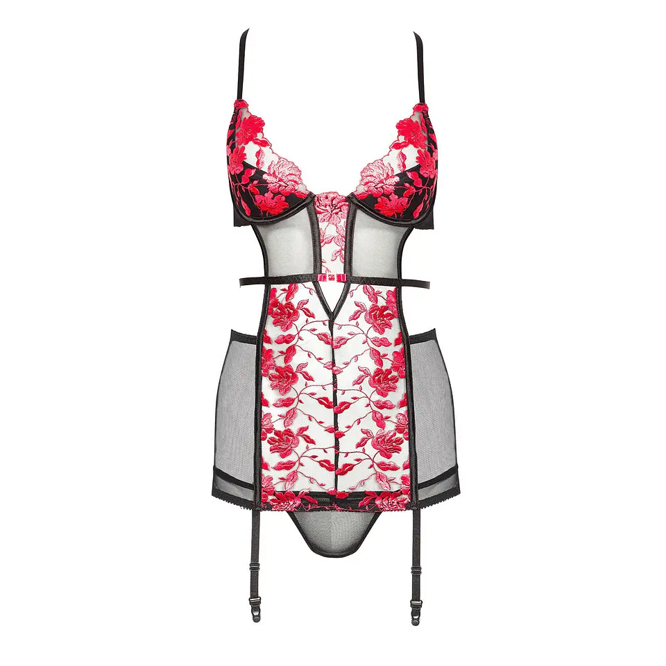 Camisa de Noite e Tanga Evangelina Vermelho Beauty Night Fashion 2