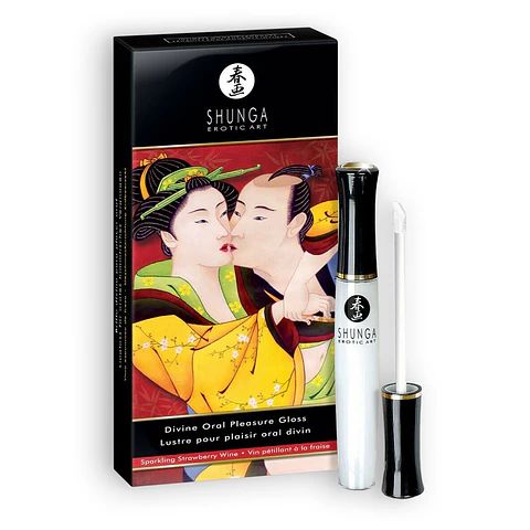 Gloss Beijável Shunga Divine Champanhe Morango 10ml Shunga Erotic Art