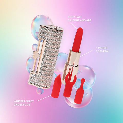 Vibrador com 4 Acessórios Angel Lipstick Rosa Loveline