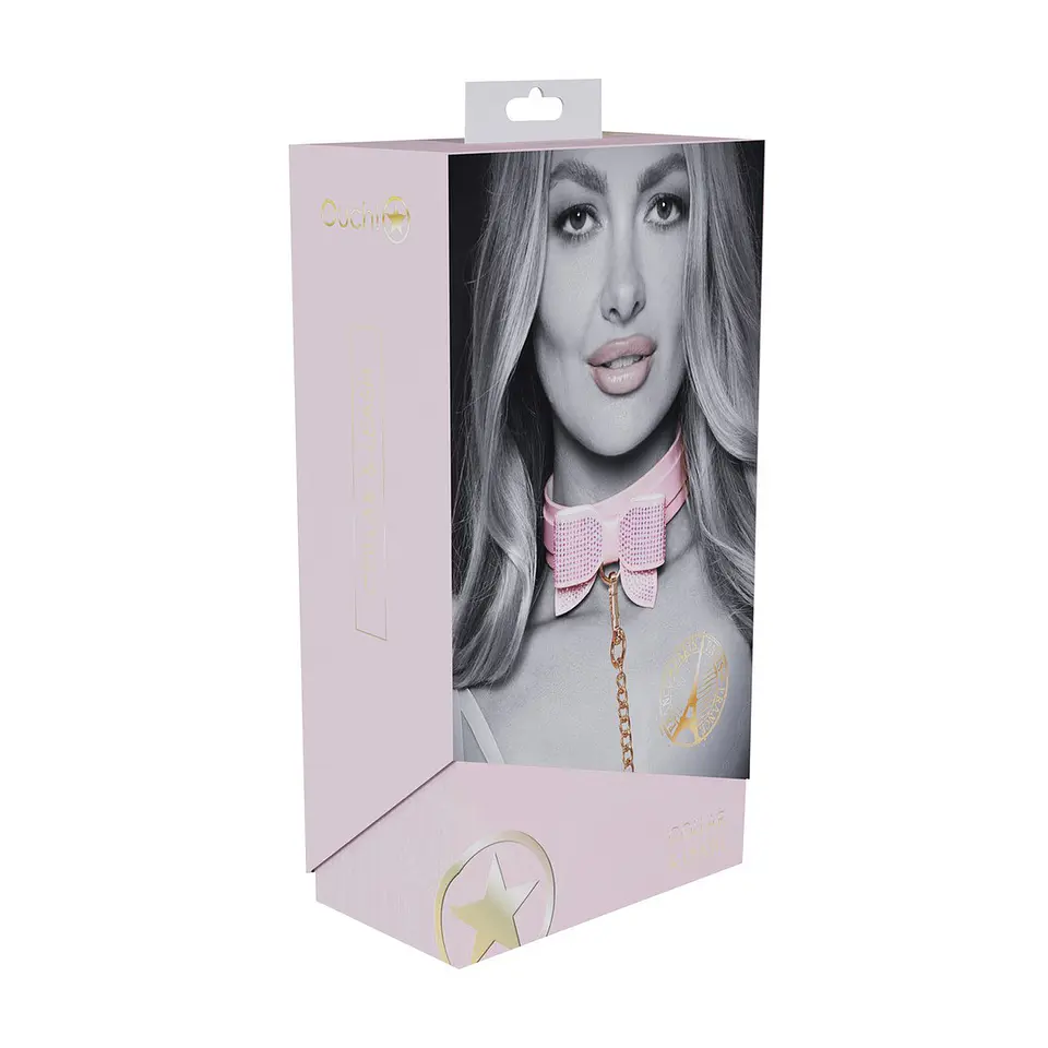 Coleira com Trela Paris Collection Rosa Ouch! 2