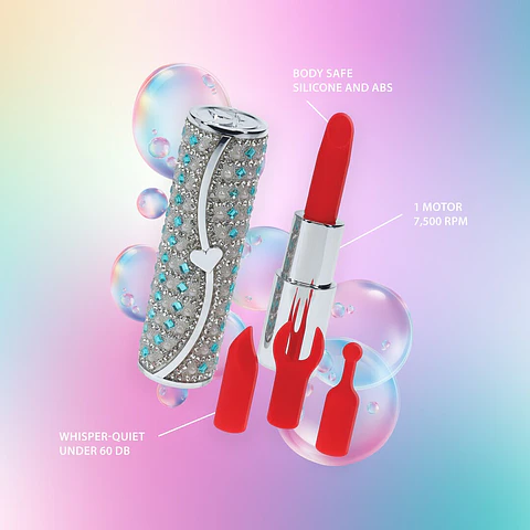 Vibrador com 4 Acessórios Tiffany Lipstick Loveline