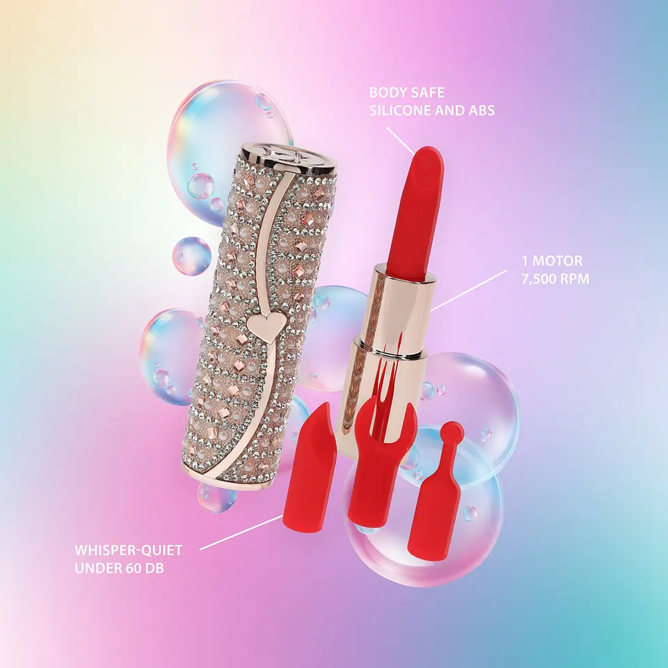 Vibrador com 4 Acessórios Tiffany Lipstick Loveline 2