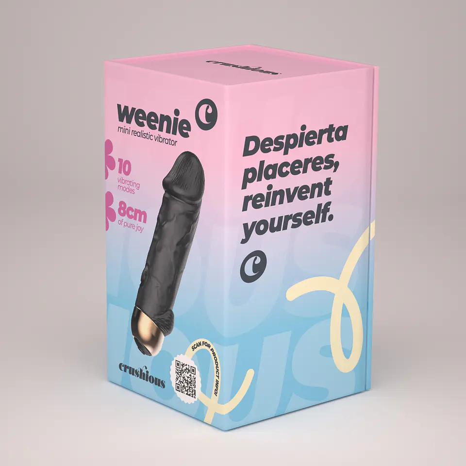 Mini Vibrador Bala Realista Weenie Preto Crushious 2