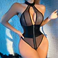 Body em Malha Transparente Halter with Zip-Down Front de Namour - Thumbnail 1