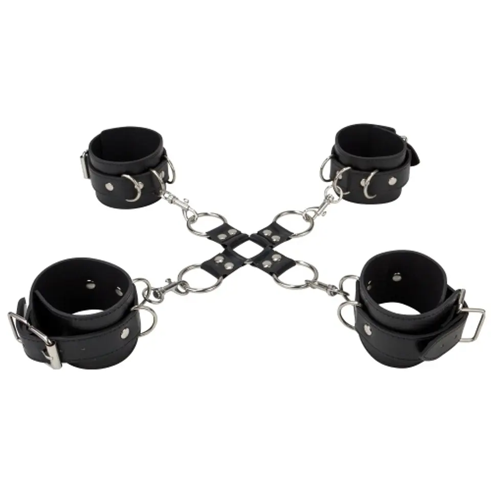Algemas para os Pulsos e Tornozelos Ouch! Leather Hand and Leg Cuffs Pretas 3