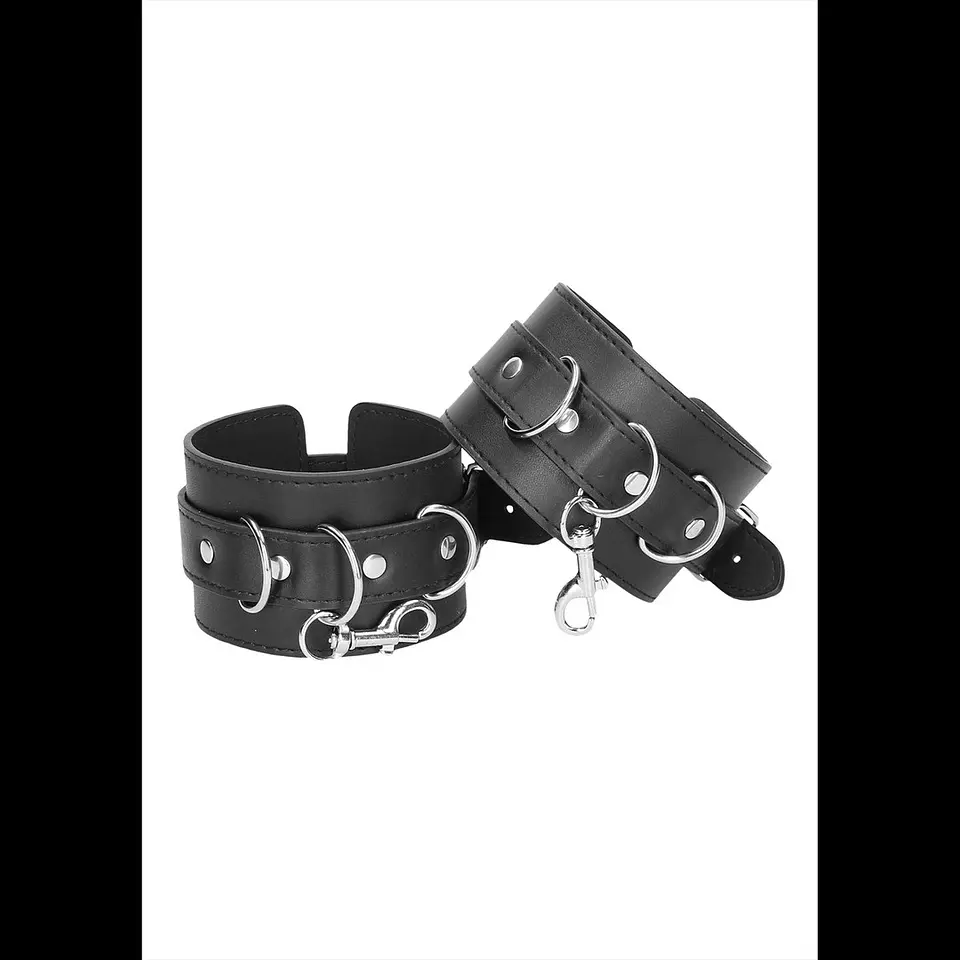 Algemas para os Pulsos e Tornozelos Ouch! Leather Hand and Leg Cuffs Pretas 6