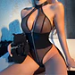 Body em Malha Transparente Halter with Zip-Down Front de Namour - Thumbnail 5