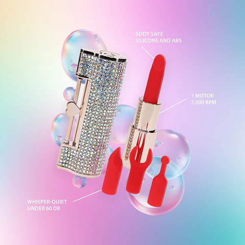 Vibrador com 4 Acessórios Diamond Lipstick Iridescent Loveline
