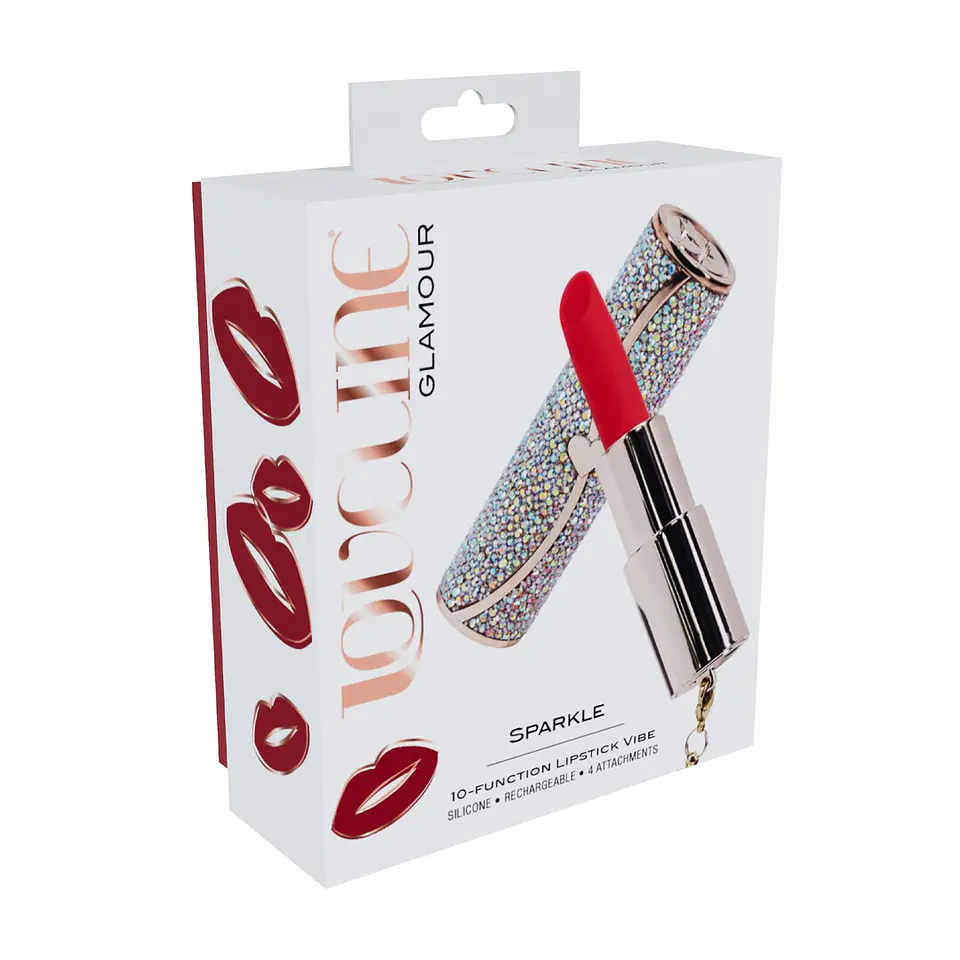 Vibrador com 4 Acessórios Sparkle Lipstick Iridescent Loveline 2
