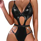 Body Faux Leather Cut-Out Sultry Preto de Namour - Thumbnail 1