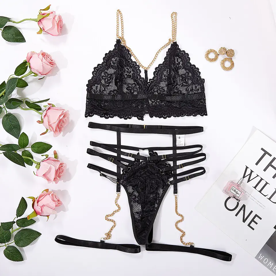 Conjunto de 3 Peças Lace Cut-Out Preto de Namour 4