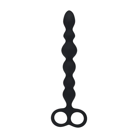 Sonda Anal com Pérolas em Forma de Cobra e Laço Preto Levelz
