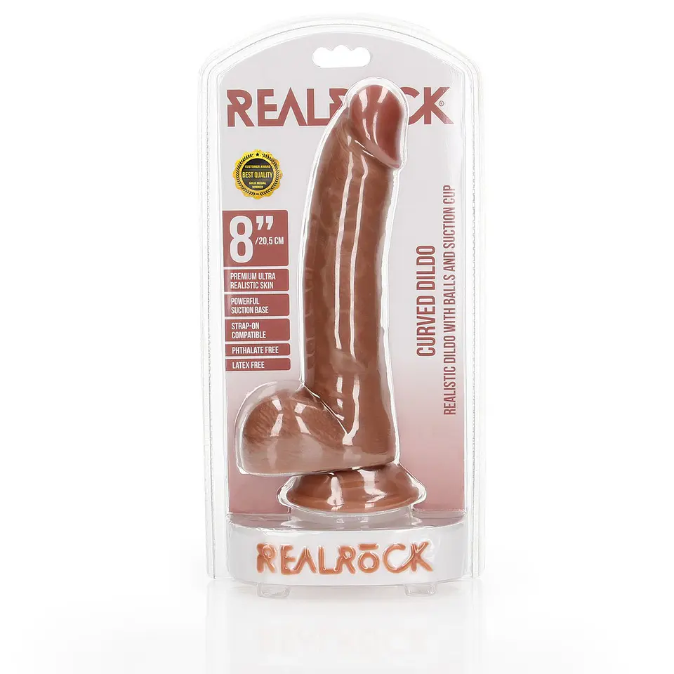 Dildo Realista com Testículos Curved 8 /20.5 CM Realrock 2