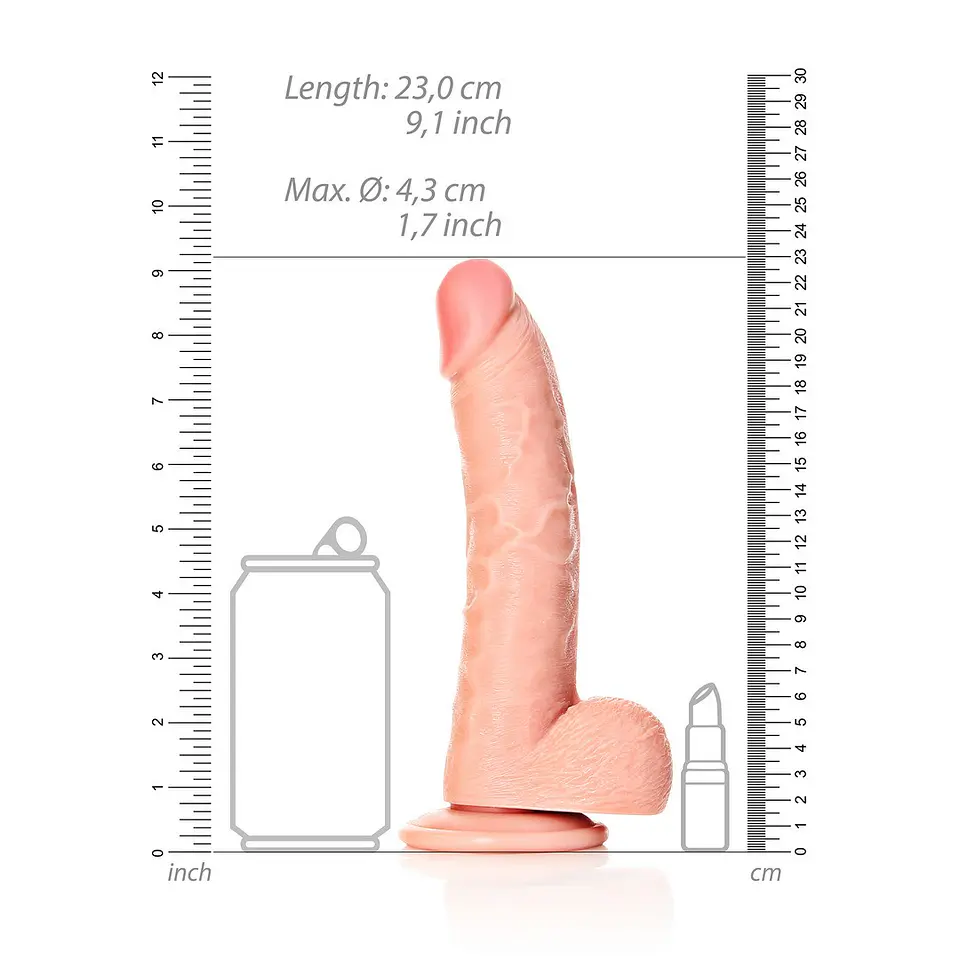 Dildo Realista com Testículos Curved 8 /20.5 CM Flesh Realrock 6