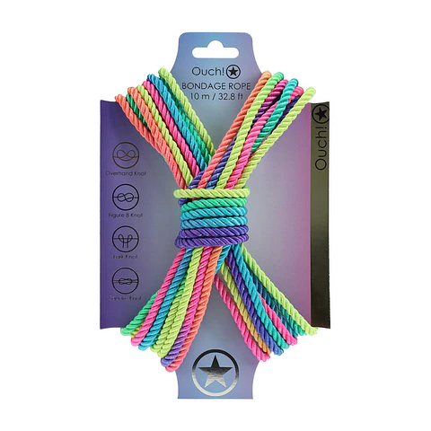 Corda de Poliéster para Bondage 32.8 Ft / 10 M Colorido com Brilho Ouch!