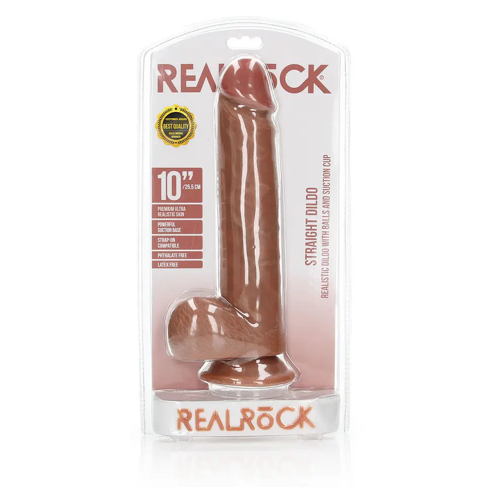 Dildo Realista com Testículos Straight 10 /25.5 CM Realrock 2