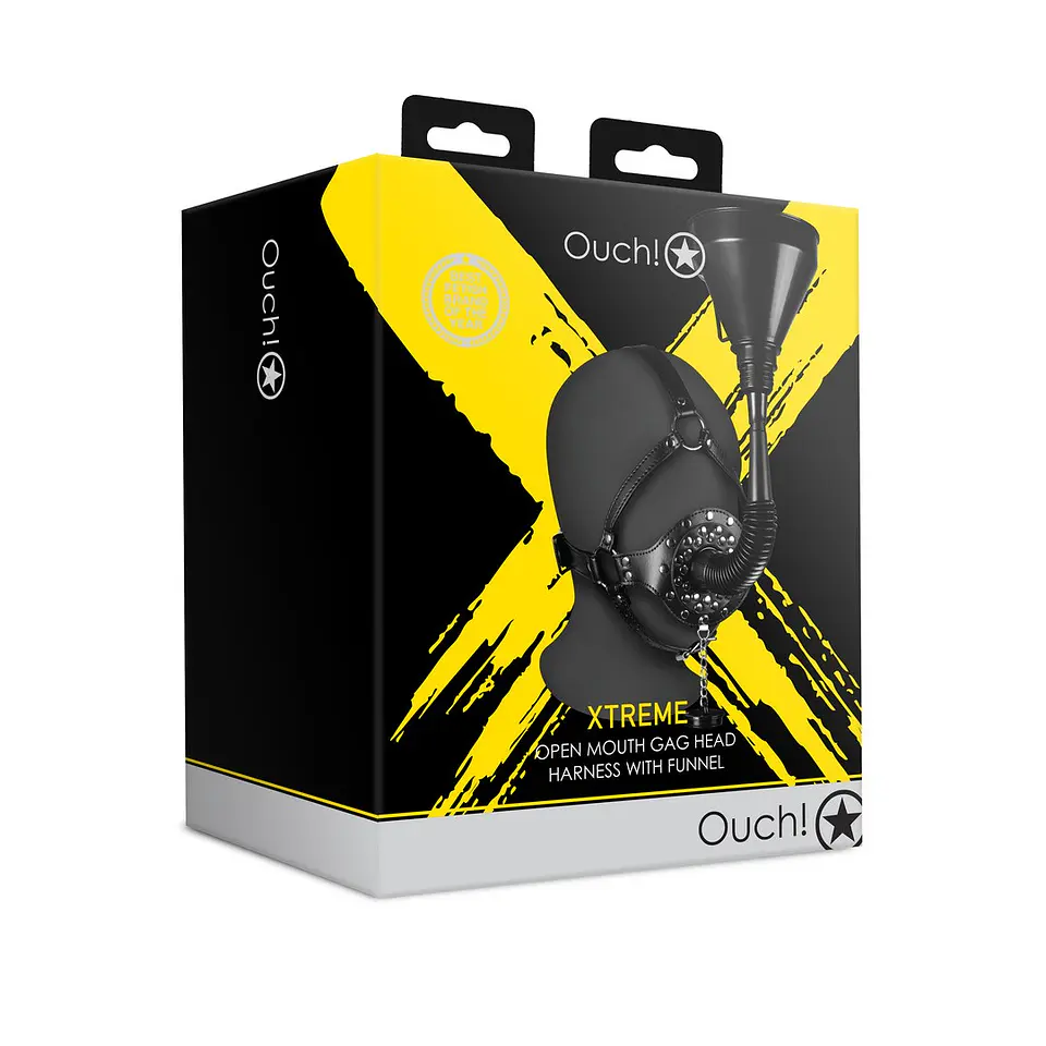 Máscara com Mordaça e Funil Extreme Preto Ouch! 2