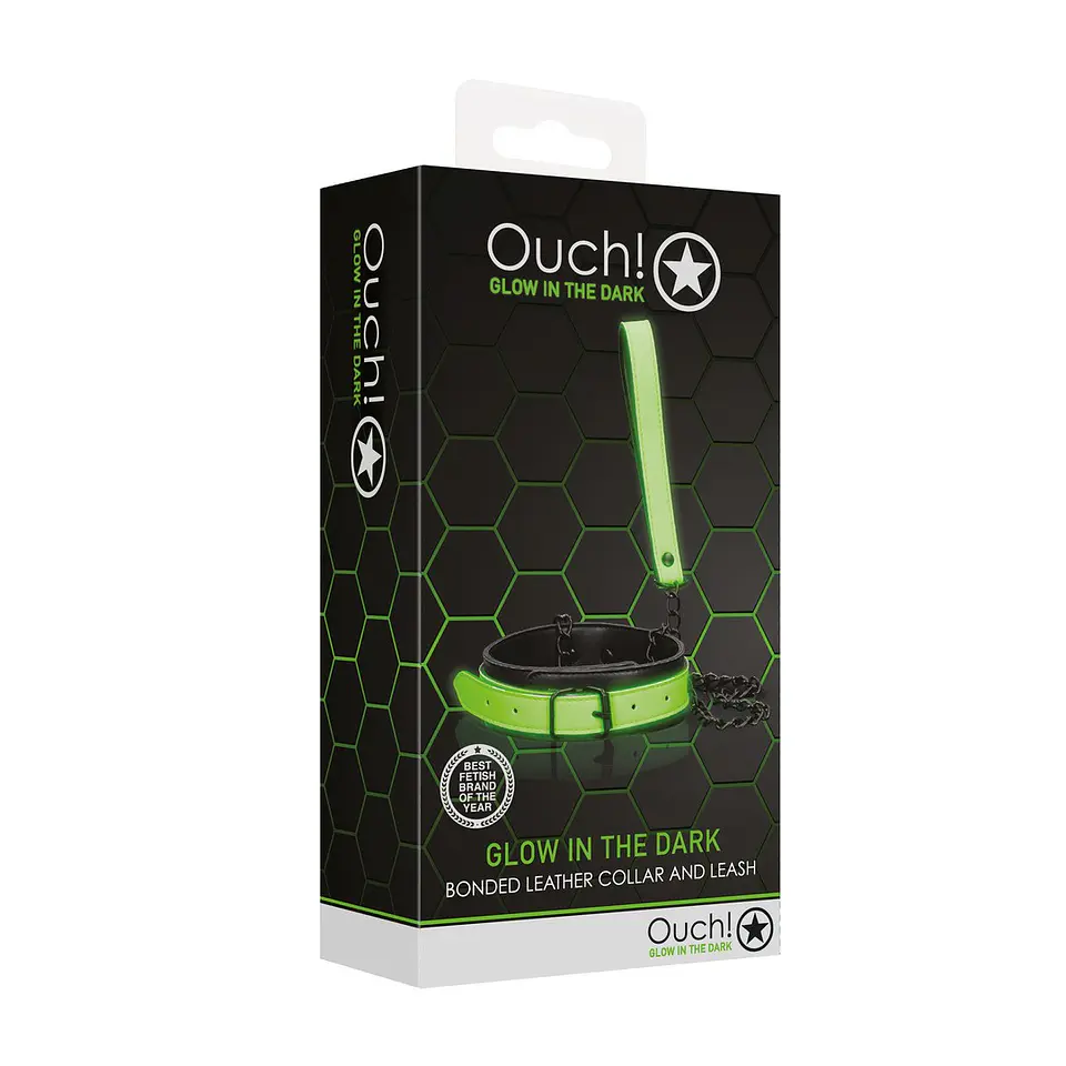 Coleira com Trela Glow In the Dark Ouch! 2