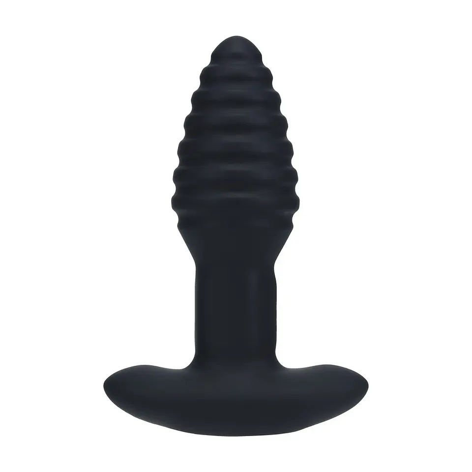 Plug Anal Vibratório com Estrias em Silicone com Rotação e Comando Levelz 1