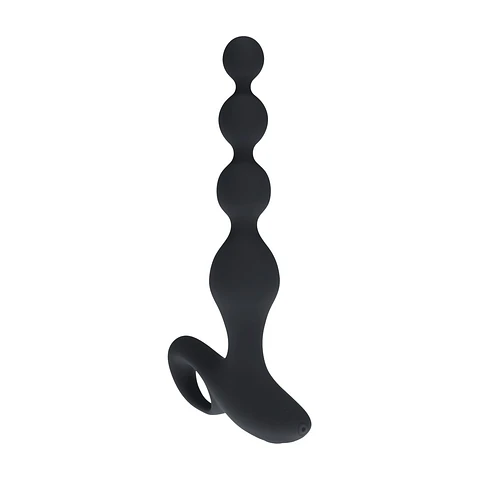 Plug Anal Vibratório de Silicone com Pérolas e Comando Remoto Preto Levelz