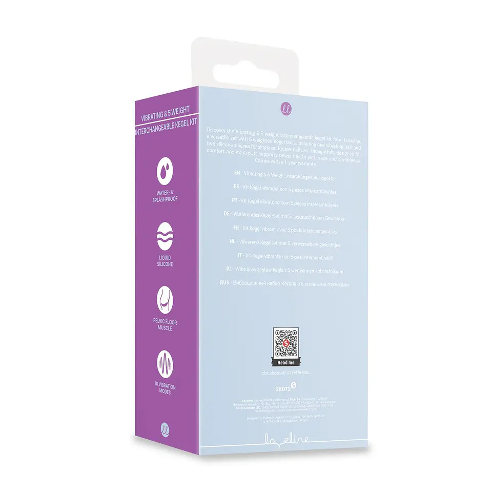 Bolas Vaginais Vibratórias com Comando e 5 Pesos Intercambiáveis Kegel Kit Roxo Loveline 3