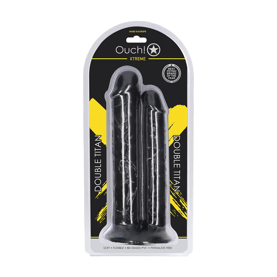 Dildo Duplo Double Titan 24.5 CM Preto Ouch! 2