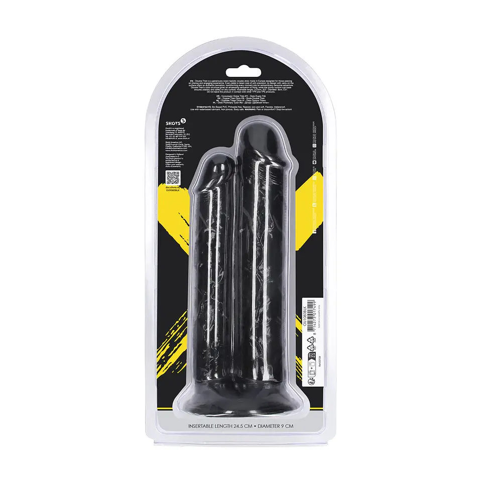 Dildo Duplo Double Titan 24.5 CM Preto Ouch! 3