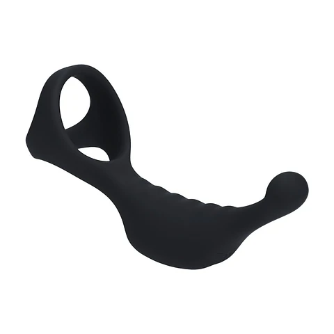 Estimulador de Próstata Vibratório em Silicone com Anel para o Pénis Tri o Preto Levelz