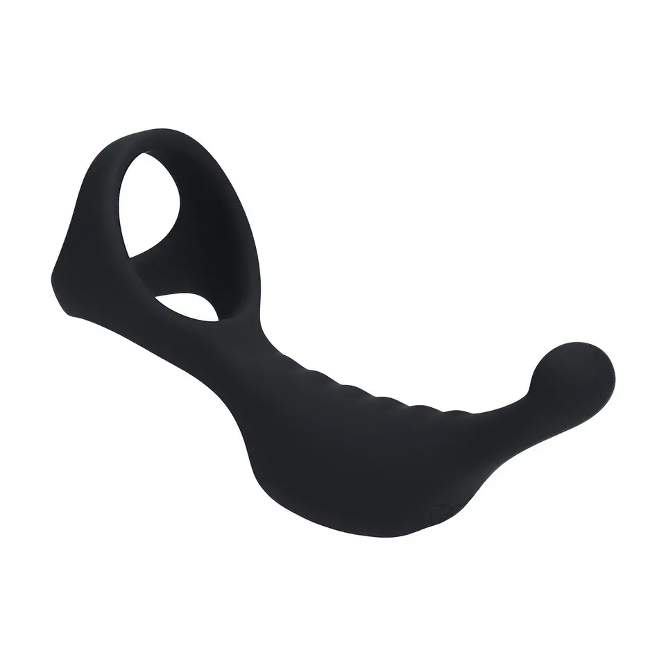 Estimulador de Próstata Vibratório em Silicone com Anel para o Pénis Tri o Preto Levelz 1