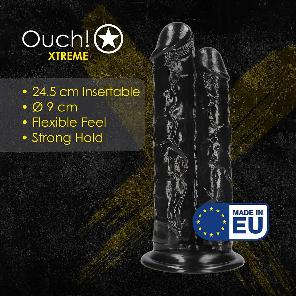 Dildo Duplo Double Titan 24.5 CM Preto Ouch! 5