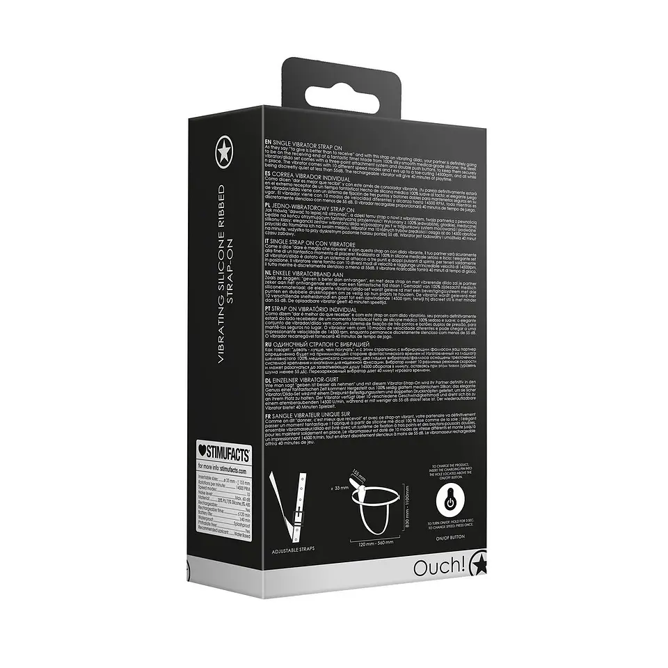 Arnês Ajustável com Vibrador Preto Ouch! 3