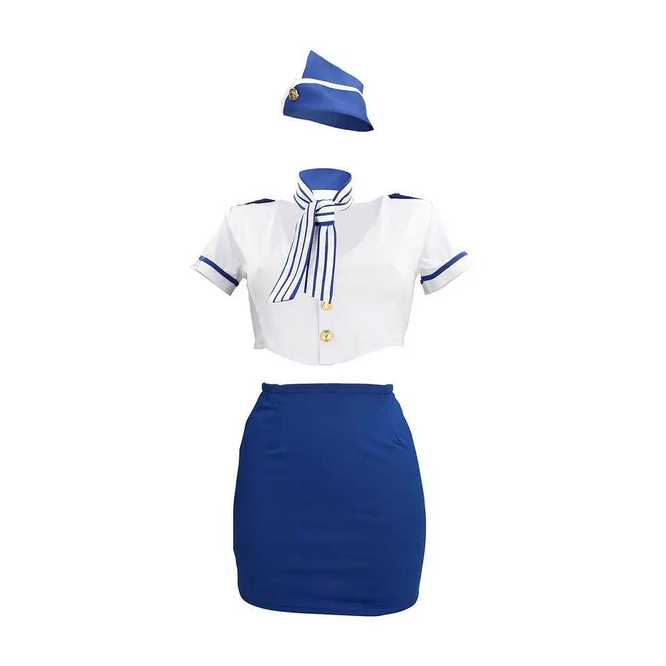 Fantasia de Hospedeira Azul/Branco S-Line 2
